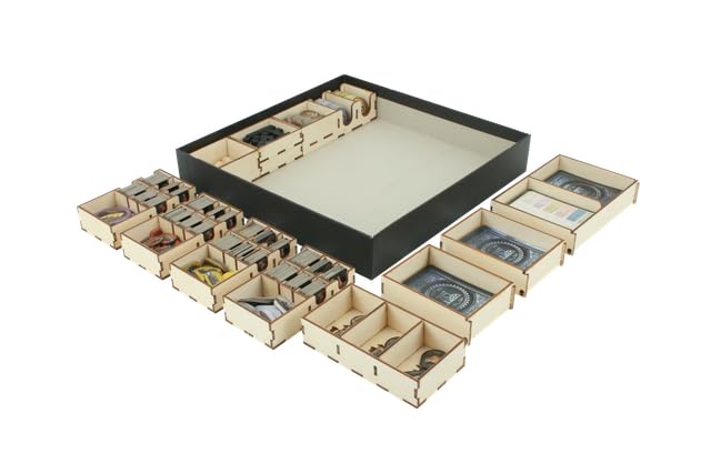 The Broken Token Game Organizer Compatible with Brass: Birmingham - Wooden Game Organizing Box with Multiple Trays