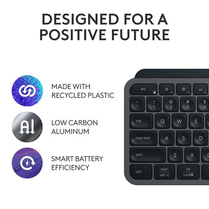 Logitech MX Keys S Combo - Performance Wireless Keyboard and Mouse with Palm Rest, Customizable Illumination, Fast Scrolling, Bluetooth, USB C, for Windows, Linux, Chrome, Mac,Color Graphite.