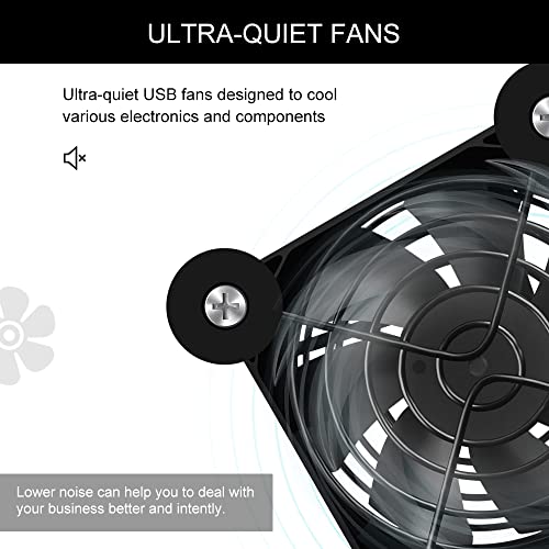 2Pack Quiet 80mm USB Fan Dual-Ball Bearings, USB Fan 5V, with L/M/H 3-Degree Speed Controller High Airflow Cooling Fan for Router Modem Receiver DVR PlayStation Xbox TV Box - size: 2Pcs 80mm