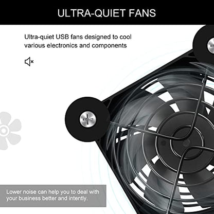 2Pack Quiet 80mm USB Fan Dual-Ball Bearings, USB Fan 5V, with L/M/H 3-Degree Speed Controller High Airflow Cooling Fan for Router Modem Receiver DVR PlayStation Xbox TV Box - size: 2Pcs 80mm