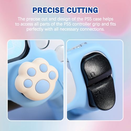 DLseego Protective Cover for PS5 Controller, Soft Silicone Ergonomic Anti-Slip Controller Case Skin with 2 PCS Thumb Stick Grip Caps and 1 PCS Touch Pad Sticker- Blue - color: Blue