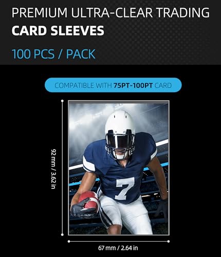 Ultra Clear Soft Penny Sleeves - 100pcs Standard Size Trading Card Protectors, Fits 75-100PT Cards, Acid-Free PVC-Free Card Sleeves for Collectors, Sports & Outdoors - size: 67×92mm (2.64"×3.62")