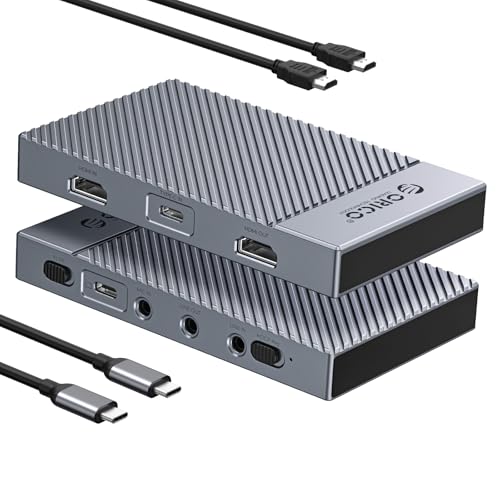 ORICO IS6 4K Portable HDMI Capture Card for Streaming, Dual 4K@60Hz Inputs, USB C Game Capture Card with Audio Ports Compatible with PS5, Xbox, Switch, OBS Recording, Works on PC, Mac, Laptop, iPad