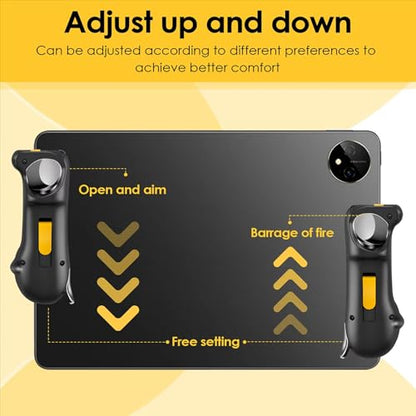 VLUOO Tablet Gaming Triggers, Universal 4-Finger Game Controller with Adjustable Frequency, Capacitive Sensitive Shoot/Aim Triggers for iPad Android Tablet PUBG/Fortnite Mobile Gaming