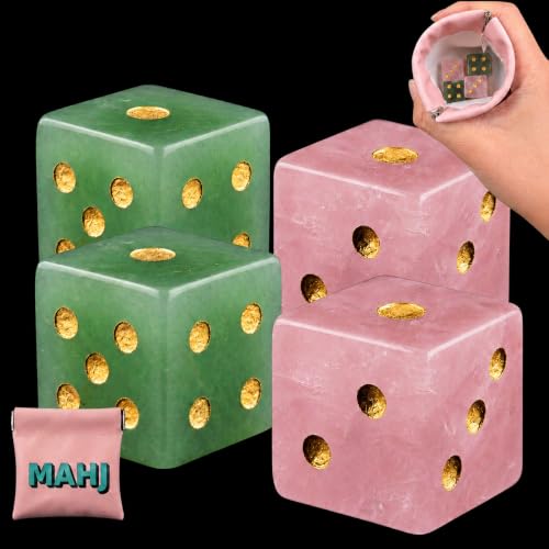 2PCS Crystal D6 Dice, 16mm Natural Gemstone Mahjong Dice Set Stone Dice for Games, Accessories, Tabletop Board Games, Casino Games, Craps, DIY Crafts, Spiritual Decor and Home Decor - color: 4pcs-a