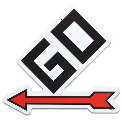 Hasbro Monopoly GO Arrow Metal Wall Decor | Fun Monopoly Sign for Bedroom, Game Room, or Office - color: Black/Red