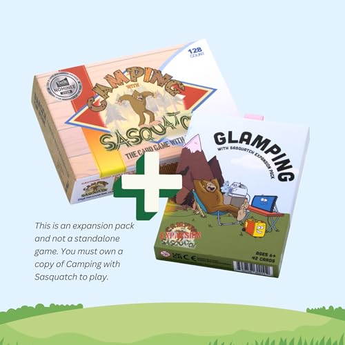 Camping with Sasquatch by Big Discoveries - A Family Card Game with a Roar! | Fun Rummy Meets Slapjack Card Games for Kids, Teens, Adults, and Families (Expansion: Glamping with Sasquatch) - style: Expansion: Glamping with Sasquatch