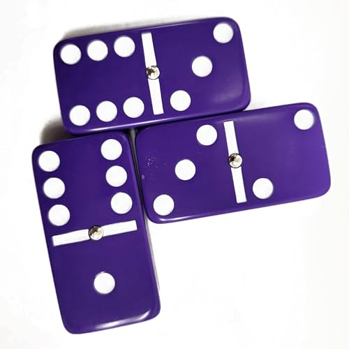 Marion Domino Double Six Purple Jumbo Tournament Professional Size with Spinners in Dovetail Sheesham Wood Box. - color: Purple