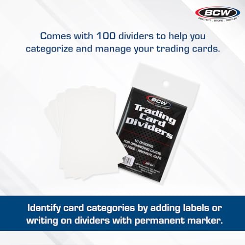 BCW Trading Card Dividers (100 Pack) | Archival Quality with Write-On Tabs | Fits 3200 & 5000 Super Monster Trading Card Storage Boxes - style: 100 Pack