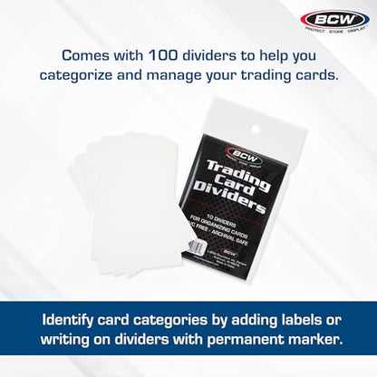 BCW Trading Card Dividers (100 Pack) | Archival Quality with Write-On Tabs | Fits 3200 & 5000 Super Monster Trading Card Storage Boxes - style: 100 Pack