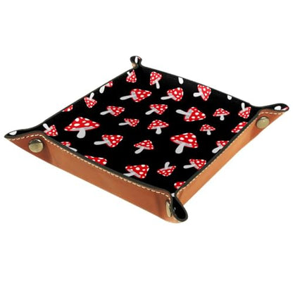 Forest Mushrooms Dice Tray PU Leather Dice Rolling Tray Folding Dice Holder for Dice Games, Like RPG, DND and Other Table Games - color: Multi 4
