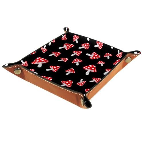 Forest Mushrooms Dice Tray PU Leather Dice Rolling Tray Folding Dice Holder for Dice Games, Like RPG, DND and Other Table Games - color: Multi 4