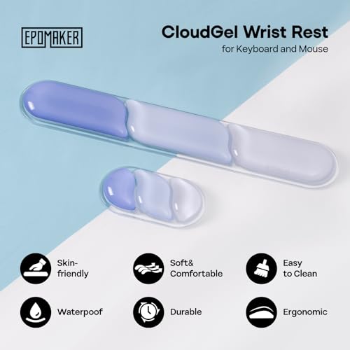 EPOMAKER CloudGel Wrist Rest for Keyboard and Mouse, 2 Pieces | Silicone Wrist Support, Anti-Slip Rubber Bottom, Ergonomic Design, Suitable for Office/Computer/Laptop/Gaming (Blue) - color: Blue