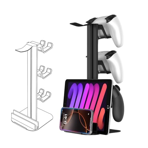 Game Controller Holder & Headphone Stand for Desk, 3-Layer Headset Holder Storage Organizer Switch/Headphones/Controller/Laptop Mobile Phone