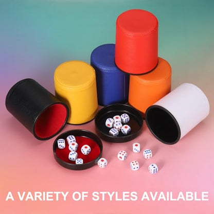 uxcell Felt Lined Professional Dice Cup, PU Leather Quiet Shaker Cups with Lid Includes 6 Dot Dice for Bar Gatherings Party Board Games, Red