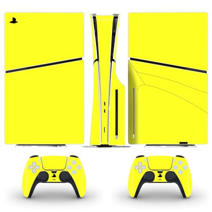 Solid Color Skin Wrap Compatible with PS5 Slim Disc Edition (Yellow) | Console Cover Protective Sticker, Game Controller Vinyl Wrap - color: Yellow