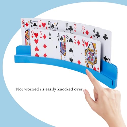 2 Packs of Double-Layer Card Holders，Playing Card Holder for Kids Adults Hands Free Card Holder for Family Card Game Nights Poker Parties - color: Blue(2pack)