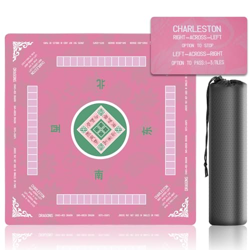 31.5 Inch Mahjong Mat for Table, 3MM Non-Slip & Noise Reduction Gaming Mat with Drawstring Bag, Perfect for Poker, Board Games, Card Games, Tile Games, and Dominoes (Pink) - color: Pink