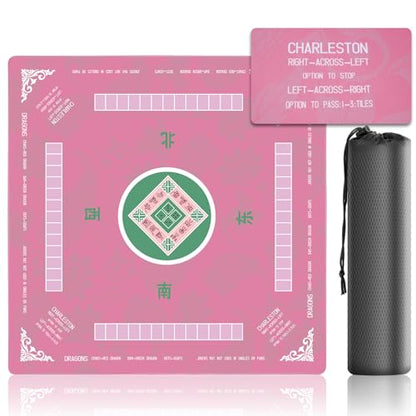 31.5 Inch Mahjong Mat for Table, 3MM Non-Slip & Noise Reduction Gaming Mat with Drawstring Bag, Perfect for Poker, Board Games, Card Games, Tile Games, and Dominoes (Pink) - color: Pink