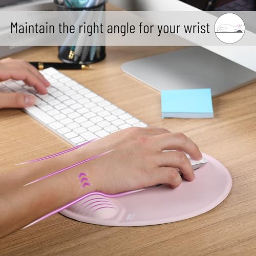 Mr. Pen- Ergonomic Mouse Pad with Wrist Rest | Blush Pink Breathable Fabric with Memory Foam Cushion, Non-Slip Rubber Base, Gel Mouse Pad with Wrist Support - color: Blush Pink
