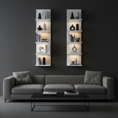 5 Tier Wall Shelf Unit, White | White shelves ,Lack Shelf, Wall Shelves for Bedroom，office ,Bathroom, Vanity Shelves With LED Light - color: White