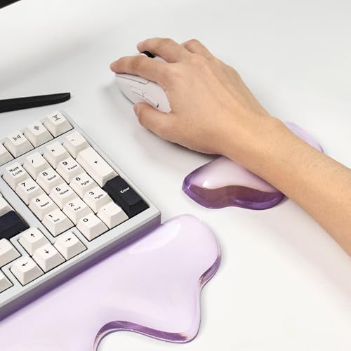 Clear Gel Wrist Rest for Keyboard and Mouse, Wrist Rest Set, Cute Ergonomic Silicone Wrist Rest for Keyboard 60%/68%/75% (Purple) - color: Purple