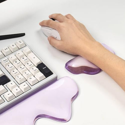Clear Gel Wrist Rest for Keyboard and Mouse, Wrist Rest Set, Cute Ergonomic Silicone Wrist Rest for Keyboard 60%/68%/75% (Purple) - color: Purple