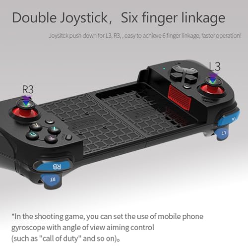 Koiiko Wireless Cloud Gaming Controller for iOS, Android, Windows PC, including iPhone15/14/13, Steam etc.. Hall trigger, Linear trigger and Analog trigger E-Sports Handle Gamepad, Bluetooth Black - color: black