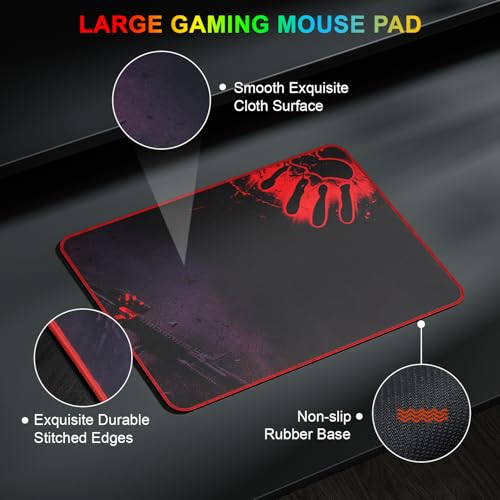 RGB 87 Keys Gaming Keyboard and Backlit Mouse Combo,BlueFinger USB Wired Rainbow Keyboard,Gaming Keyboard Set for Laptop PC Computer Game and Work - color: Black 01