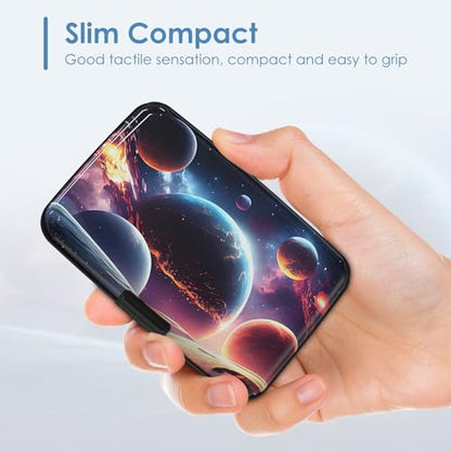 Credit Card Holder, Cool Planet RFID Wallet Women Pocket Small Card Holder Travel Cute Thin Card Case ID Aluminum RFID Blocking Card Organizer Gifts Girls - color: Cool Planet