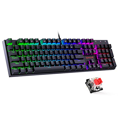 Redragon Mechanical Gaming Keyboard with Red Switches, Wired Keyboard Mechanical with RGB Backlit, Fully Progammable, Durable Aluminum Frame, Anti-Ghosting for PC Windows Mac, K565, Black - color: Navy Blue Black