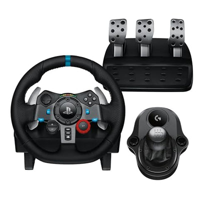 Logitech G G29 SE Driving Force Racing Steering Wheel and Pedals, Force Feedback, Genuine Leather Driving Force Shifter - for PS5, PS4 and PC, Mac - Black - style: PlayStation | PC