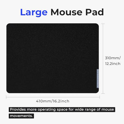 XVX Glass Mousepad Gaming, Black Hard Mouse Pads for Esports, Large Mouse Mat 16.2" x 12.2", Tempered Glass Mouse Pad Smooth Micro-Etched Surface with Improved Precision and Speed - color: Black