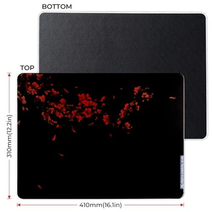 XVX Black Plum Blossoms Glass Mousepad 4.0, Hard Mouse Pad for Gaming,Ultra-Smooth Micro-Etched Surface Mouse Mat with Non-Slip Rubber Base(410mm*310mm) - color: Black(Plum Blossoms)