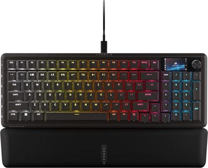 Corsair Vanguard 96 Wired Mechanical Gaming Keyboard – 96% Layout, MLX Plasma Linear Switches, 8000Hz Polling, LCD Display, Virtual Stream Deck, G-Keys, SOCD Flashtap, QWERTY US – Black - style: Linear Plasma Switches