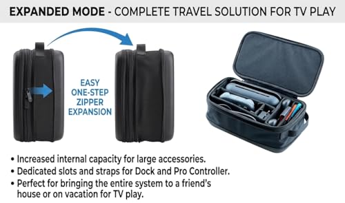 Veastar Switch 2 All in One Carrying Case in large storage capacity | Expandable storage feature ,Adjustable Organized storage, Fits dock and controllers, 2 in 1 mode for daily use and travel.