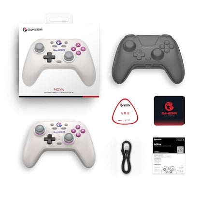GameSir Nova Wireless Controller, Hall Effect Sticks, Dual RGB Circles, 1200mAh Battery, for Switch, PC, iOS, Android (Retro White) - color: Retro White