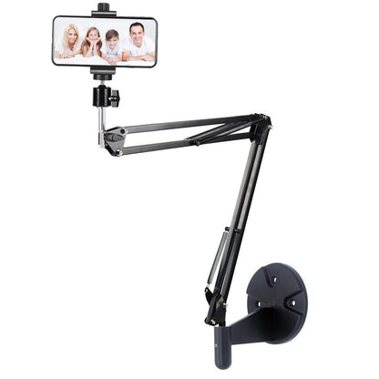 Ring Light Wall Mout Phone Holder, 10'' Ring Light with Wall Folding Arm Compatible with iPhone 15 14 13 12 11 Xr Xs X 9 8 7 Plus and Samsung Cell Phones and Webcams
