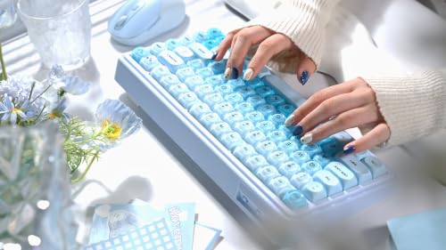 ZORNHER UR82 Wireless Foundation Mechanical Keyboard,75% Creamy Keyboard,Cute Gaming Keyboard,Jelly Crystal Gradient Keycaps,Hot Swappable,RGB Backlit,for Mac Windows,BT5.0/USB-C/2.4GHz,Ice Blue - color: Blue Breeze