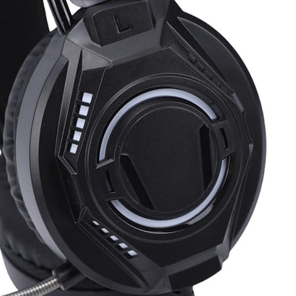 Wired Gaming Headset, 7.1 Surround Sound RGB Over Ear Headphones with Noise Cancelling Mic, 50mm Driver, Memory Foam Earpads for PC, Switch (Black) - color: Black