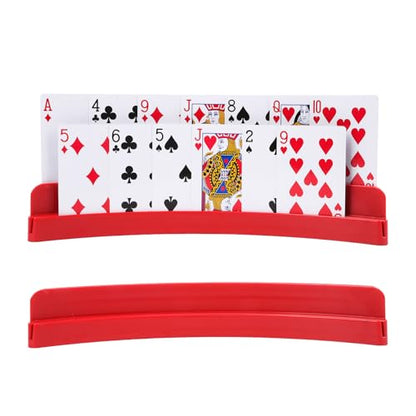 2 Packs of Double-Layer Card Holders，Playing Card Holder for Kids Adults Hands Free Card Holder for Family Card Game Nights Poker Parties - color: Red(2pack)