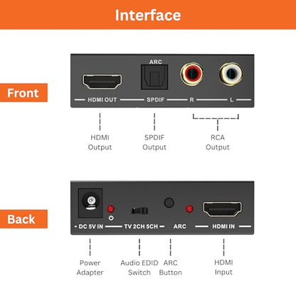 J-Tech Digital 4K@60Hz HDMI Audio Extractor with ARC, HDMI to RCA & Optical Converter, Dolby Digital/DTS Stereo Support for TV, Gaming Consoles, Blu-ray, Laptop [JTECH-AE4KA]