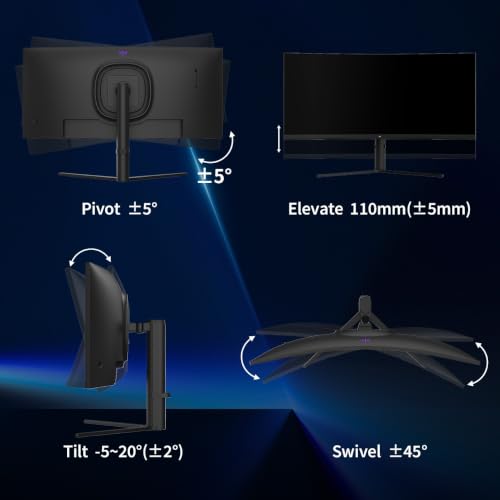 KTC 34 Inch 180Hz WQHD Ultrawide 3440X1440 Curved Gaming Monitor, H34S5 | 1500R Curvature, PIP/PBP, 4000:1 Contrast, FreeSync, HDR, VESA, Tilt Swivel Height Pivot Adjustment - color: Black, size: 34-inch