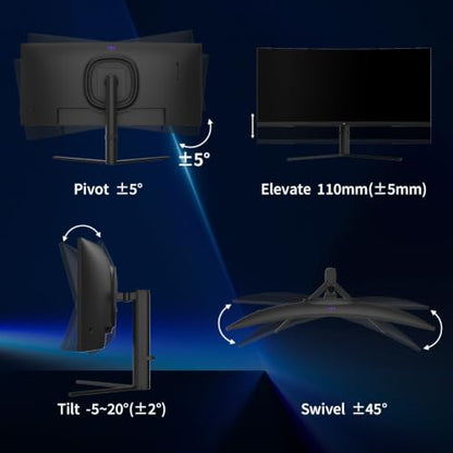KTC 34 Inch 180Hz WQHD Ultrawide 3440X1440 Curved Gaming Monitor, H34S5 | 1500R Curvature, PIP/PBP, 4000:1 Contrast, FreeSync, HDR, VESA, Tilt Swivel Height Pivot Adjustment - color: Black, size: 34-inch
