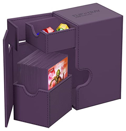 Ultimate Guard Flip'n'Tray 80+, Deck Case for 80 Double-Sleeved TCG Cards + Dice Tray, Purple, Independent Magnetic Closure & Microfiber Inner Lining - color: Purple, size: 80+
