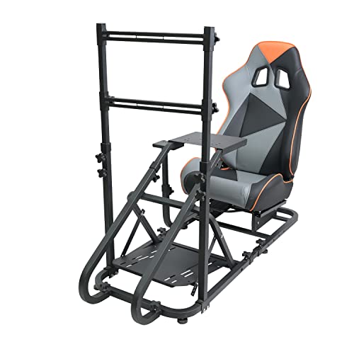 WTRAVEL Racing Simulator Cockpit with Wheel Stand and Racing Seat for All Logitech G920|G25|G27|G29| Thrustmaster | Compatible with Xbox, PS4, PS5, PC Platforms (Black+Gray) - color: Black+gray