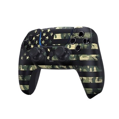 ProControllers LLC Custom Wireless Controller for PS5 - Hand Airbrushed & Multiple Designs Available (Camo Flag) - color: Camo Flag