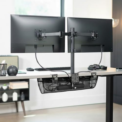 VIVO No Drill Clamp-on 24 inch Mesh Net Under Desk Cable Management Wire Organizer, Adjustable Home Office Standing Desk Cord Storage Sleeve, Black, DESK-AC24MH - size: 24"
