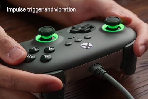 8Bitdo Ultimate C Wired Controller with RGB Lighting Fire Ring - Dark Green | Officially Licensed, Hall Effect Joysticks, Hall Trigger, 3.5mm Audio Jack, for Xbox Series X|S, Xbox One, Windows 10/11 - color: Dark Green