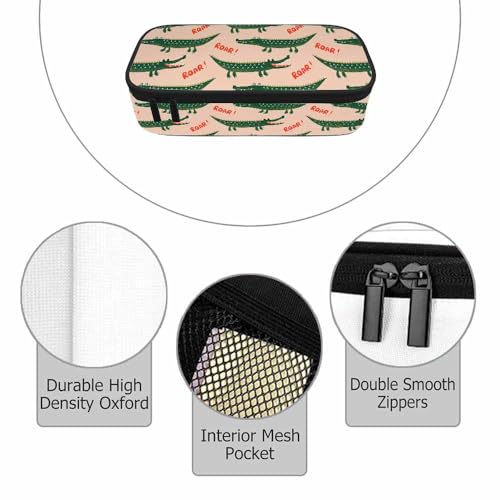 Crocodiles Pencil Bag Cute Cartoon Animal Roar Green Big Capacity Pencil Case Pencil Pouch Pen Bag for Teen Men Women - color: Crocodiles